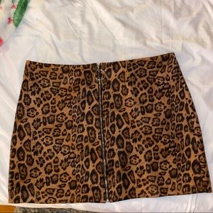 Leopard Zip Up Skirt